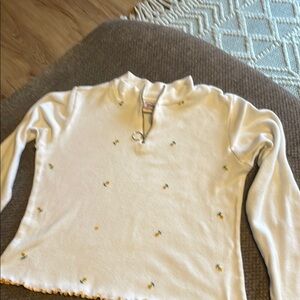 Vintage/SWANK White Top with Yellow and Green Embroidery